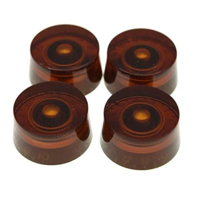 Image of KAISH Pack of 4 American Spec LP Guitar Speed Dial Knobs 24 Fine Spline Control for Les Paul with CTS Split Shaft Pots Amber