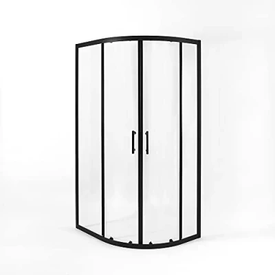 Image of Milano Nero Black Right Hand Quadrant Shower Enclosure with White Tray and Fast Flow Waste 900mm x 760mm