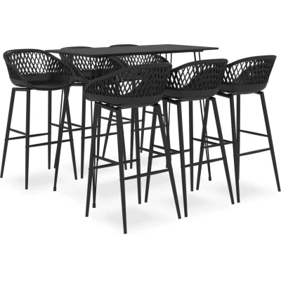 Image of vidaXL 7 Piece Bar Set Black
