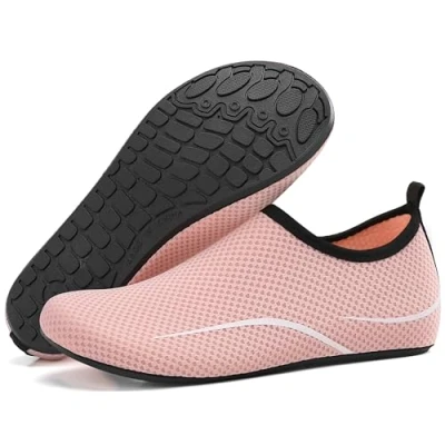 Image of Beach Water Shoes Mens Womens Breathable Quick Dry Swim Lightweight Aqua Barefoot Socks for Pool Boating Surfing Diving Yoga (Pink,5 UK)