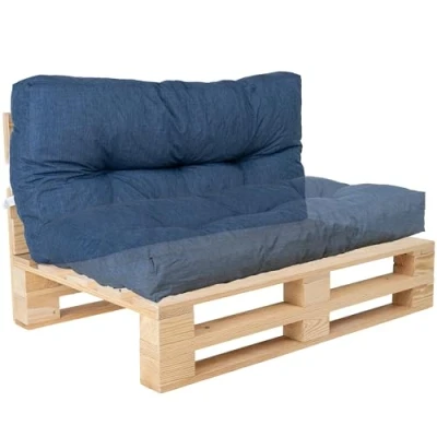 Image of bananair Pallet Cushions Outdoor Water Repellent &amp; UV Resistant Fabric Highly Comfortable Foam Padded Garden Furniture (Versatile Seat/Backrest Cushion 120x60 cm, Blue)