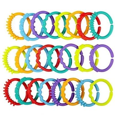 Image of TOYMYTOY 24pcs Baby Teether Rings Links Toys Rattle Strollers Car Seat Travel for Infant Newborn