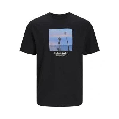 Image of JACK &amp; JONES Mens Jorvester Picture Short Sleeve T Shirt Black M
