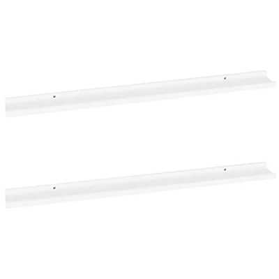 Image of vidaXL Wall Shelves, Set of 2, White, Contemporary Style Modern Décor, Durable MDF, Easy to Clean Ideal Solution for Displaying Ornaments and Books