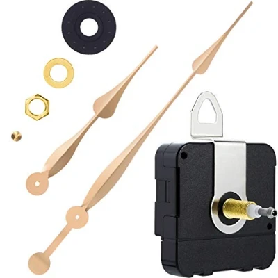 Image of Hicarer High Torque Long Shaft Clock Movement Mechanism Replacement Motor with 12 Inch Spade Hands (Gold)