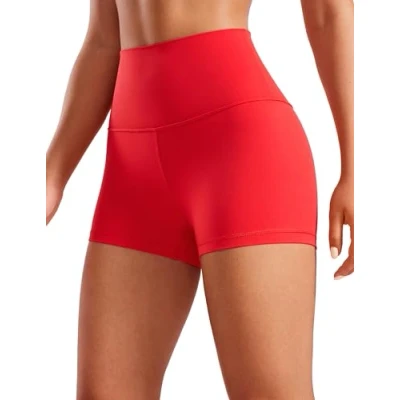 Image of CRZ Yoga Womens Butterluxe 2.5&#039;&#039; Shorts High Waisted Workout Gym Leggings Running Spandex Biker Deep Red 8