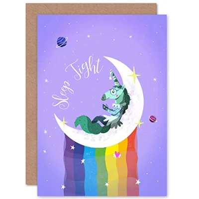 Image of Wee Blue Coo Unicorn Sleep Tight Greetings Card