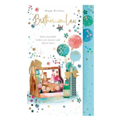 Image of Brother in Law Birthday Card Beer and Balloons Artistic Design Special Finishes Made the UK Eco Friendly