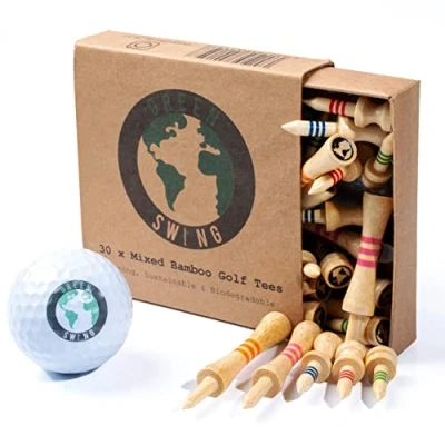 Image of Green Swing Bamboo Golf Tees Mixed Sizes Strong Sustainable Biodegradable 30pcs