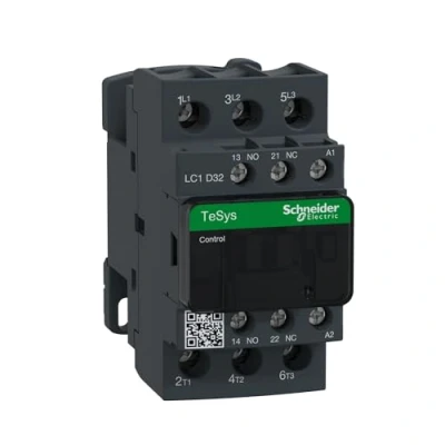 Image of Schneider Electric TeSys D 3 pole contactor for connection by screw clamp terminals or connectors, motor control and resistive load applications Contactors Protection Relays 3NO LC1D32F7