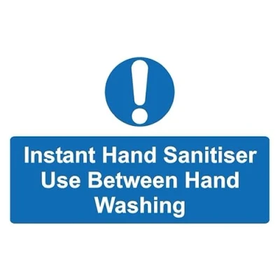 Image of Instant hand sanitiser use between washing hygiene safety sign Self adhesive sticker (300mm x 200mm)