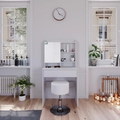Image of Vicco Vanity table Laura, White, 70 cm with stool