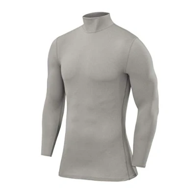 Image of PowerLayer Men&#039;s Compression Base Layer Top Long Sleeve Under Shirt Mock Neck Tornado, XXL