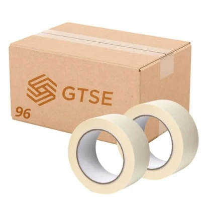 Image of Gocableties Masking Tape, 50mm (2) x 50m, Cream Painters Tape for Painting, Decorating and DIY, 96 Rolls