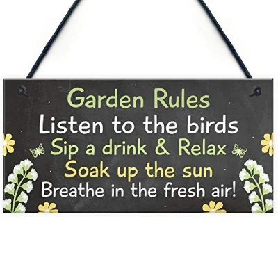 Image of RED OCEAN Novelty Garden Rules Hanging Plaque SummerHouse Sign Shed Friendship Gift