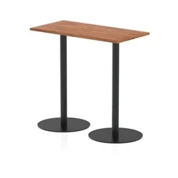 Image of Italia 1200 x 600mm Poseur Rectangular Table Walnut Top 1145mm High Black Leg