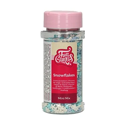 Image of FunCakes Mini Snowflakes Mix: Cake Sprinkles, Great Taste, Perfect for Decorating, Snowflake Sprinkles. 50 g.