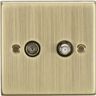 Image of KnightsBridge TV &amp; SAT Outlet (isolated) Square Edge Antique Brass