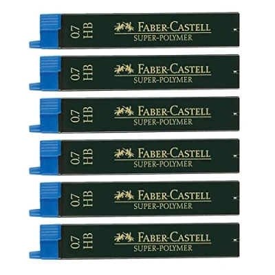 Image of Faber Castell 205039 Super Polymer Pencil Leads Set of 6 with 12 Each, 0.7 mm, Hardness HB