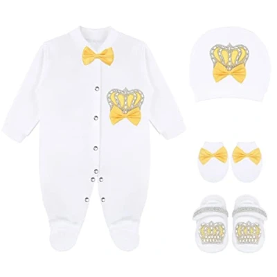 Image of Lilax Baby Girl Newborn Jewels Layette 4 Piece Gift Set, Yellow, 0 3 Months