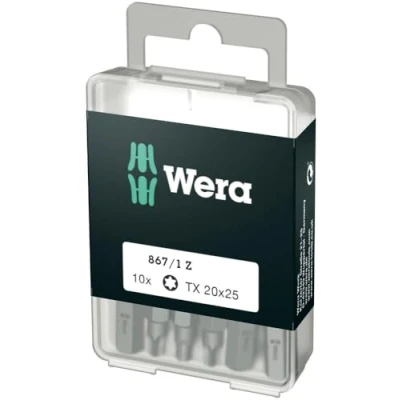 Image of Wera 05072408001 Torx Extra Tough Bits 867/1 Z TX20 x 25 mm, Pack of 10