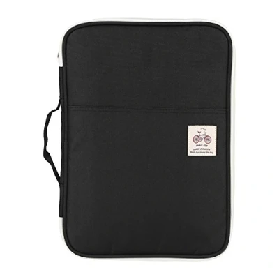 Image of A4 Document Bag, Multi Functional File Folder Portfolio Organizer Ipads Notebook Pens Documents Zippered Case for Travel and Office(Black)