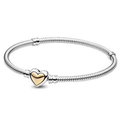 Image of WEITING Domed Golden Heart Clasp Snake Chain Bracelet Bangle Fit Bead Charm Diy Fashion Jewelry B,17cm