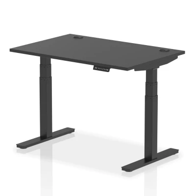 Image of Air 1200x800mm Height Adjustable Desk Black Top Cable Ports Leg