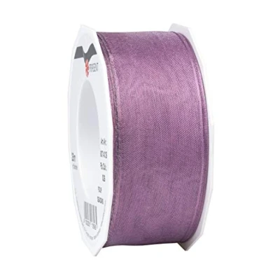 Image of Präsent Four Seasons Organza Wired Edge Ribbon Frosty Violet 40 mm Width, 25 m Length