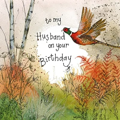 Image of Alex Clark Art Ltd To my Husband on your Birthday Pheasant Foil Card