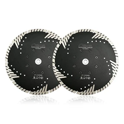 Image of SHDIATOOL Diamond Cutting Blade with Turbo Slant Protection Teeth 2Pcs 230mm for Concrete Tile Granite Marble Masonry Brick