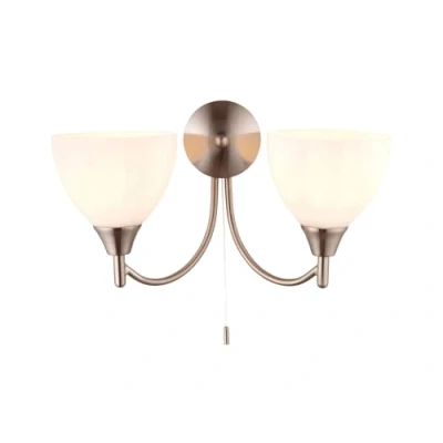 Image of Alton 2 Light Indoor Wall Satin Chrome with Matt Opal Glass, E14