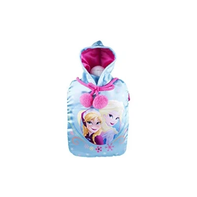 Image of Character Deluxe Hot Water Bottle and Cover Set Range Choose Your Option. (Disney Frozen Alsa &amp; Anna Face Blue Designs (1L))