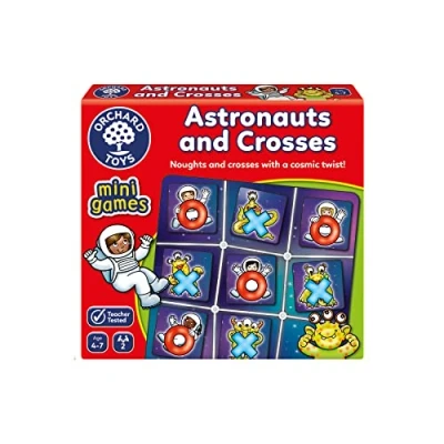 Image of Orchard Toys Astronauts and Crosses game, small compact great for travel, simple gameplay, kids age 4 7