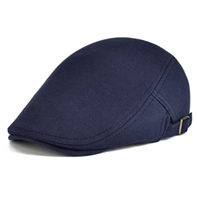 Image of BOTVELA Men Newsboy Cap Cotton Flat Ivy Gatsby Driving Hat (Navy)