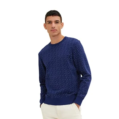 Image of TOM TAILOR Men&#039;s Sweatshirt 1035522, 31265 Dark Blue Multicolor Design, L