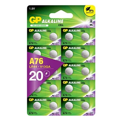 Image of LR44 20 Pack of GP batteries Button cell Also known as AG13 / A76 suitable for Toys Calculators/Tv Remotes/Watches