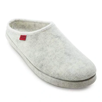 Image of Andrés Machado Unisex Home Slippers for Men &amp; Women Warm Winter Sliders White AM001 Made of Felt Anti Slip Rubber Outsole Size 8 UK Men/ 8.5 Women/EU 44