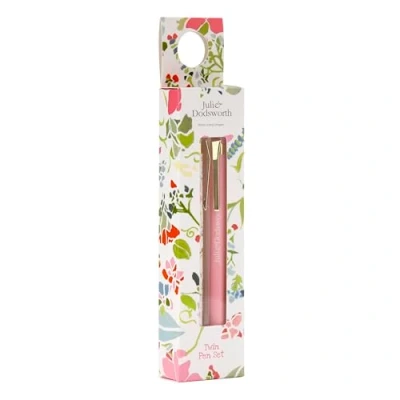 Image of Puckator Julie Dodsworth Pink Botanical Pen Twin Set Great Gifts for Students From Teachers End of term Pupils Coloured as Class Student Starter Pack