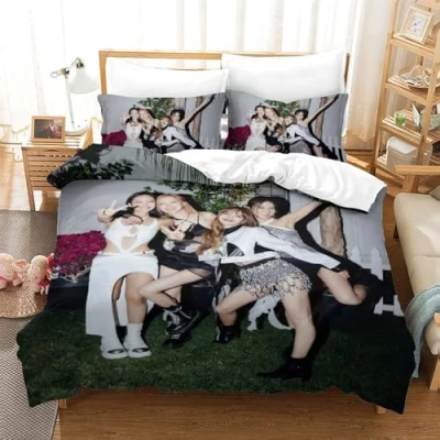 Image of EOASNRTCB Blackpink 3D Printed Duvet Cover with Pillowcases Bedding Set Zipper Closure Hypoallergenic Soft Microfiber Quilt Single（140x200cm）