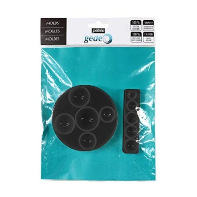 Image of Pébéo 2 Silicon Moulds SEMI Spheres, Black, Sachet de