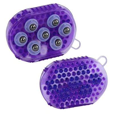 Image of Horse &amp; Pony Grooming Mitt, Dual Sided Massage Curry Comb Glove, Hair Brush Cleaning and Massager (Purple)