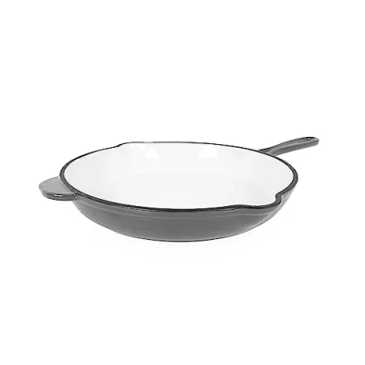 Image of ECHTWERK Cast Iron Frying Pan with Enamel Coating, Pan, Oven Two Handles and Spout, Suitable for Ovens, Grills, BBQ Induction Hobs, Diameter 26.5 cm, Grey