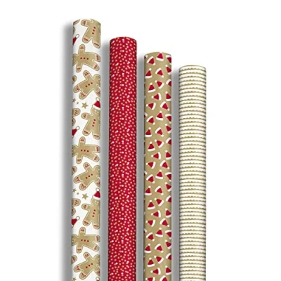 Image of Clairefontaine 223897AMZC A Box Of 12 Rolls Gift Wrap 70g Kraft Paper Dimensions: 2x0.70m Pattern: &quot;Gingerbread&quot;, Christmas Parties
