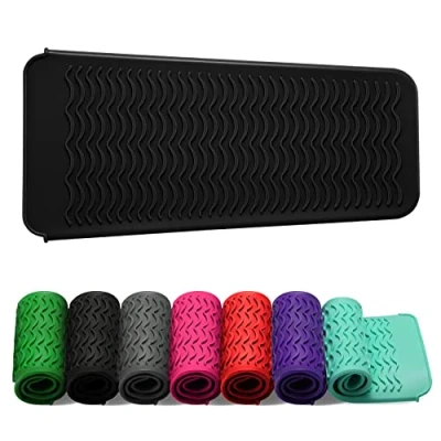 Image of ZAXOP Resistant Silicone Mat Pouch for Flat Iron, Curling Iron,Hot Hair Tools.(Black)