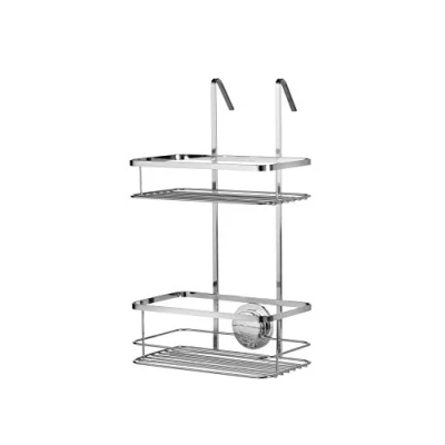 Image of Croydex Stick N Lock 2 Adhesive Tier Hook Over Shower Caddy, 5 Year Rust Free Guarantee