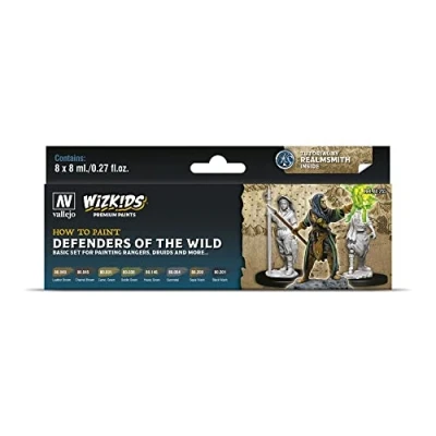 Image of Vallejo VAL80255 WizKids Defenders of the Wild Paint Set 8 x 8ml Model, Various, ml (Pack 8)