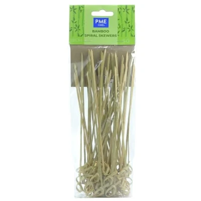 Image of PME LSK180 Bamboo Spiral Skewers 18cm, Pack of 50, Brown