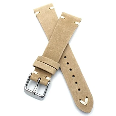 Image of Sulla BS Watch Strap 18 mm 19 22 vintage Retro Look Genuine Leather, sand, mm, Retro,