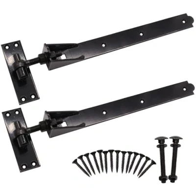 Image of Adjustable Gate Hinges Heavy Duty Hook and Band for Wooden Gates Black 750mm / 30 Inch